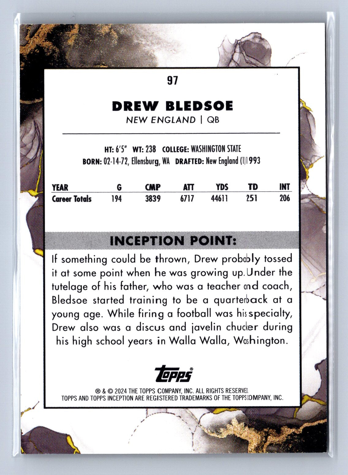 2024 Topps Inception Drew Bledsoe Gold /25 #97