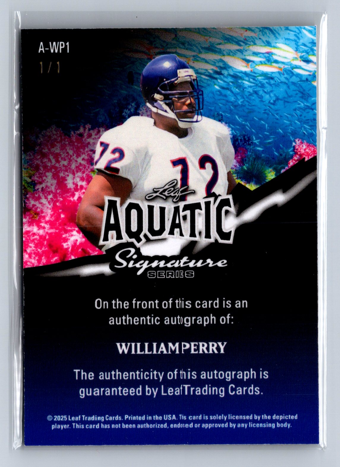 2025 Leaf Aquatic Signature Series William Perry Gold Vinyl 1/1 Auto #A-WP1