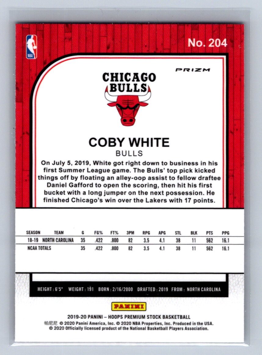 2019-20 Panini Hoops Premium Stock Coby White Purple Disco #204