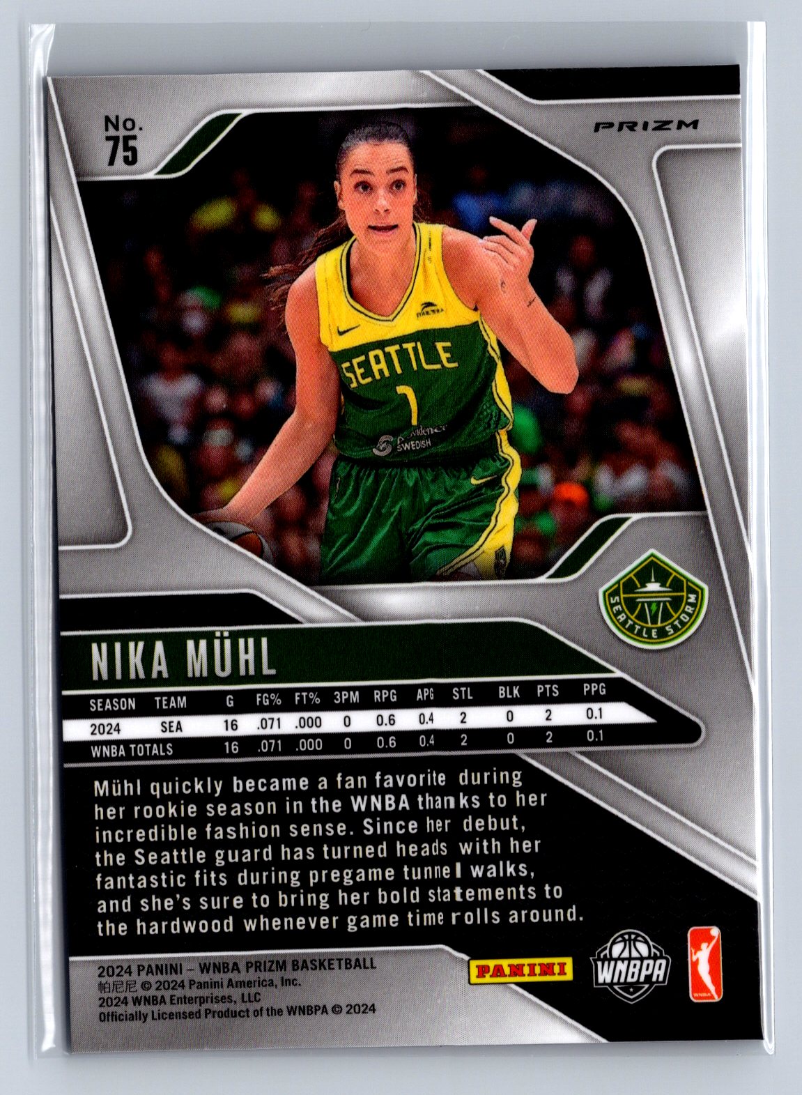 2024 Panini Prizm Nika Mühl Blue Velocity #75