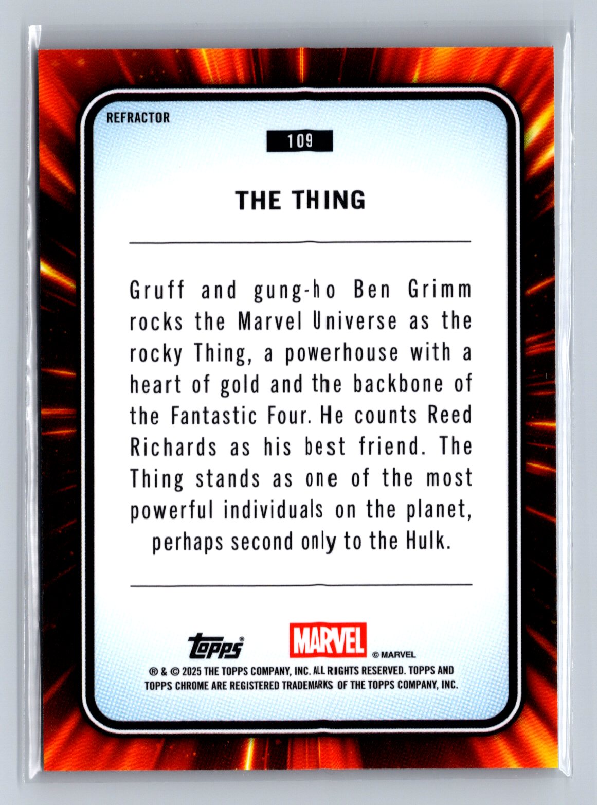 2025 Topps Chrome Marvel The Thing Refractor #109