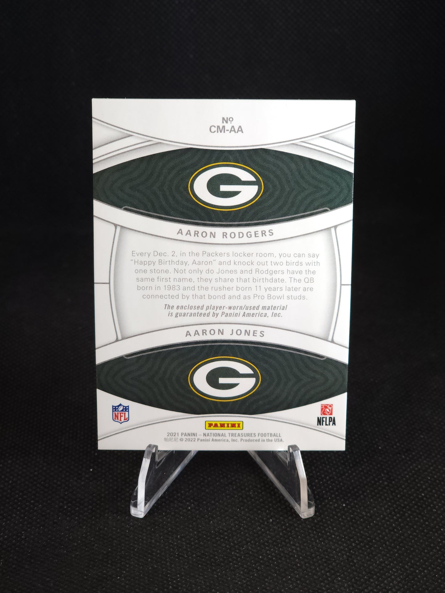 2022 National Treasures Aaron Rodgers Jones NFL Gear Combo Patch /99 #CM-AA