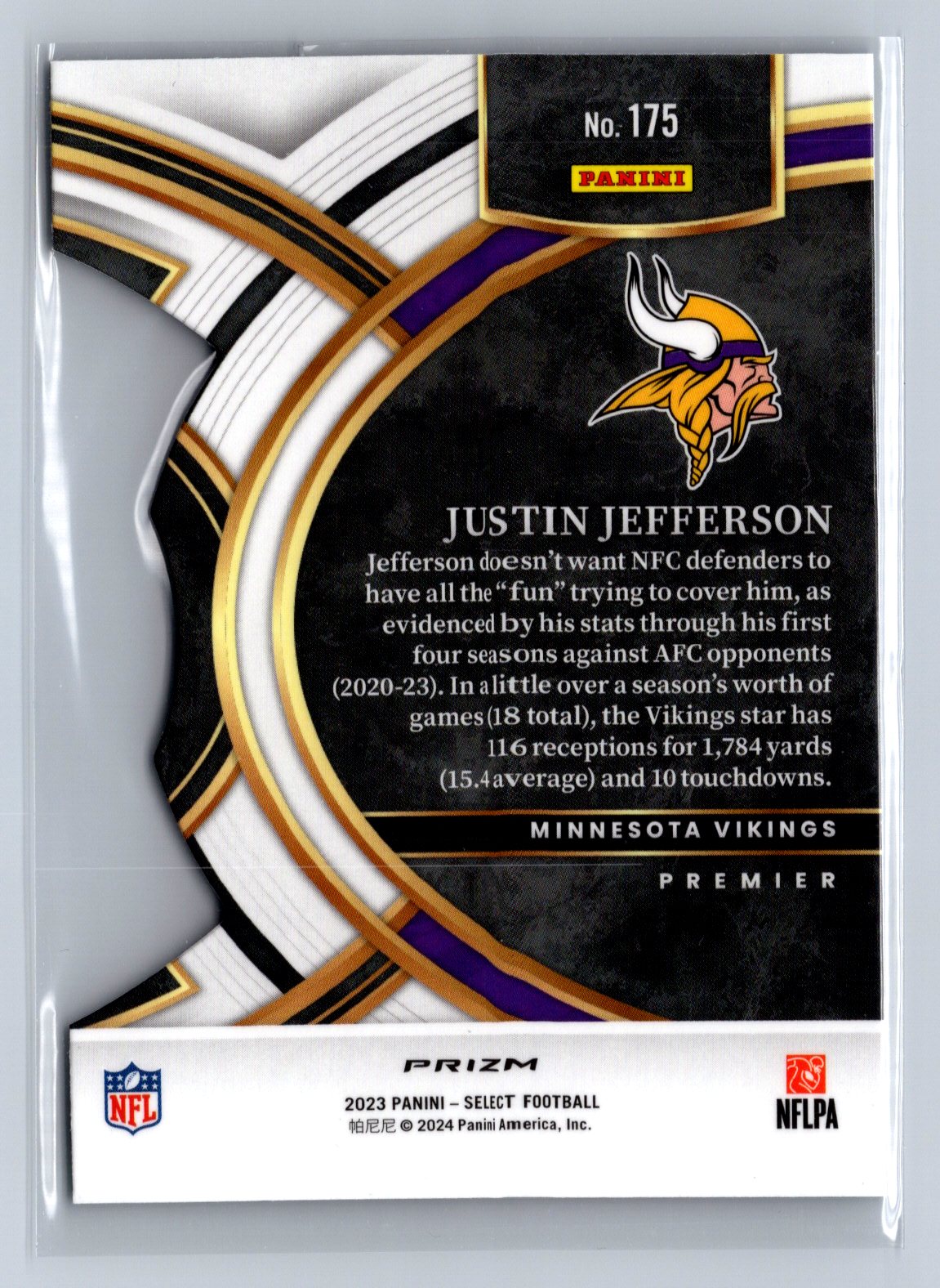 2023 Panini Select Premier Justin Jefferson Black Green Die-Cut #175