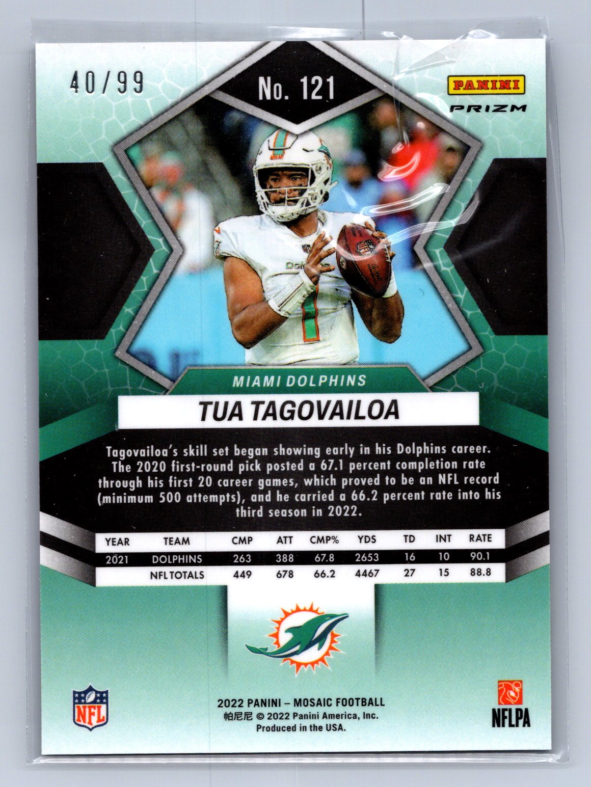 2022 Panini Mosaic Tua Tagovailoa Blue /99 #121