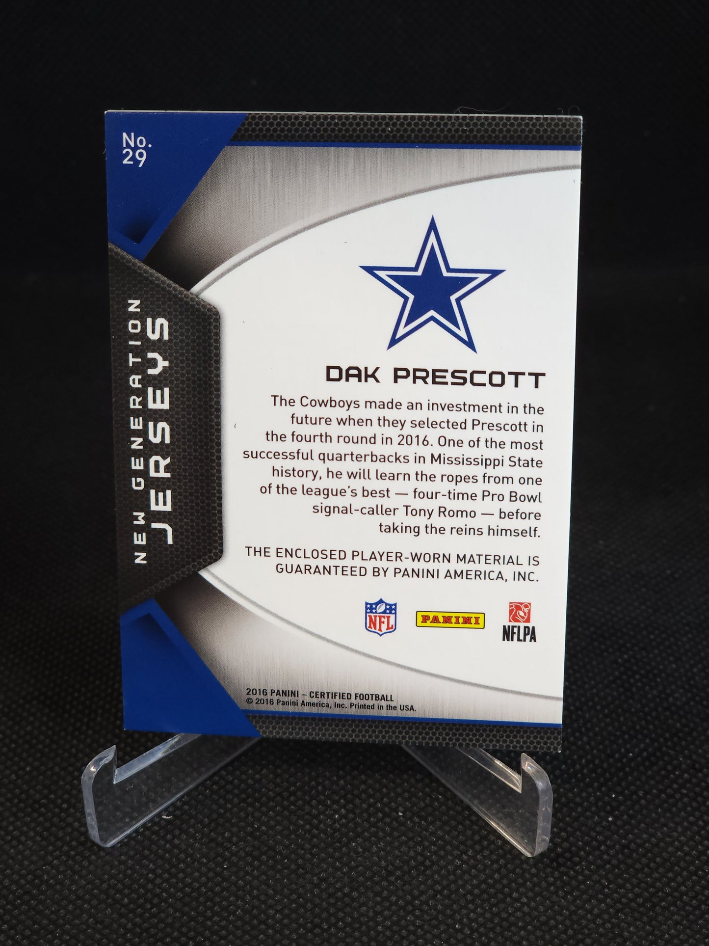 2016 Panini Certified Dak Prescott New Generation Patch Gold /25 #29