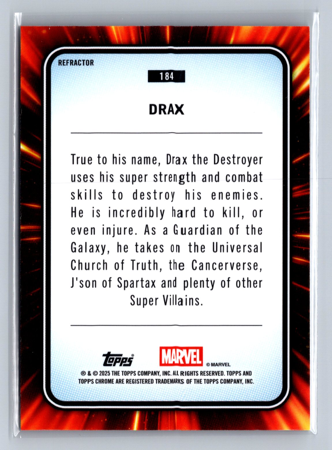 2025 Topps Chrome Marvel Drax Refractor #184