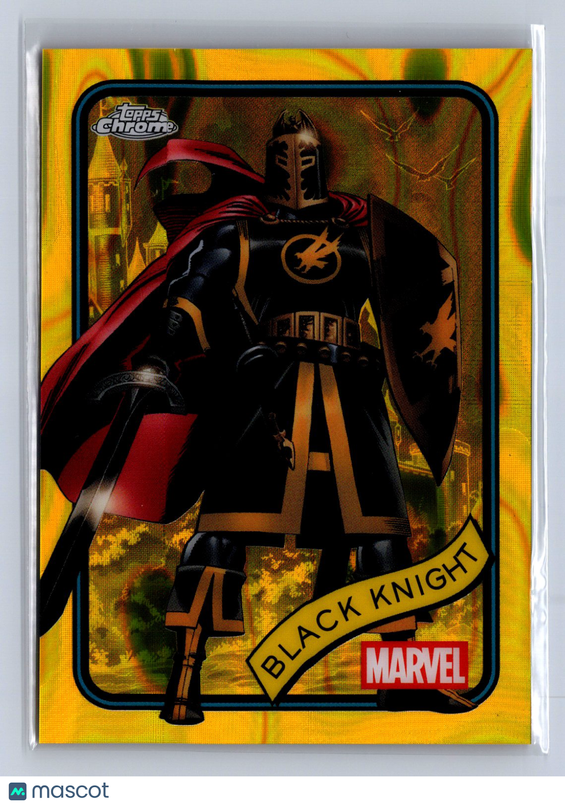 2025 Topps Chrome Marvel Black Knight Yellow Lava Refractor #165