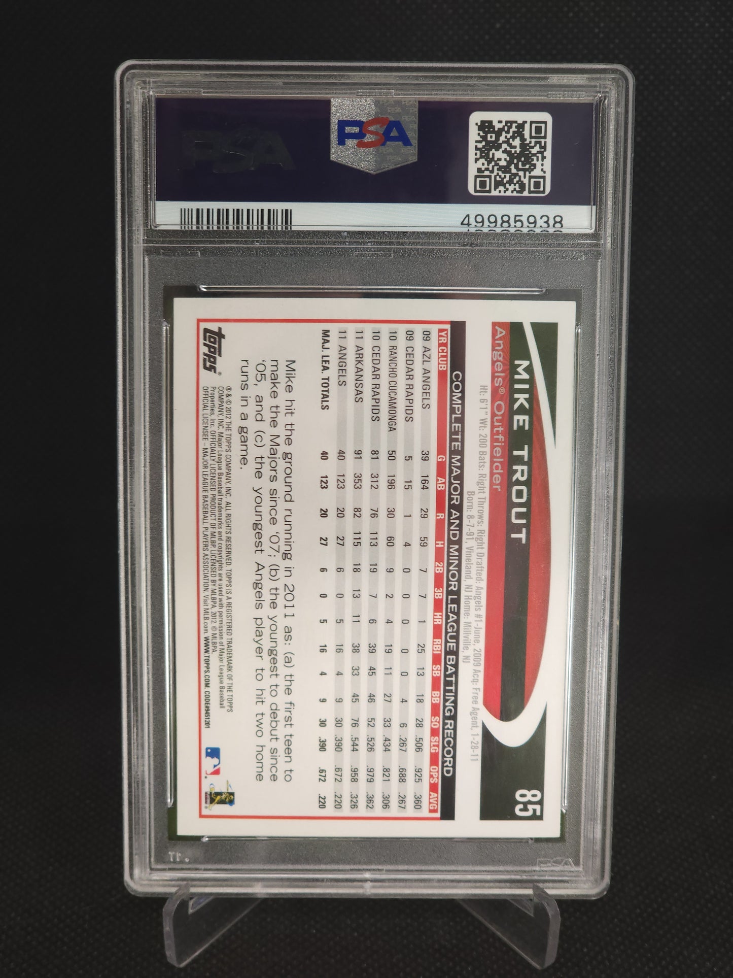 2012 Topps Opening Day Mike Trout #85 PSA 9