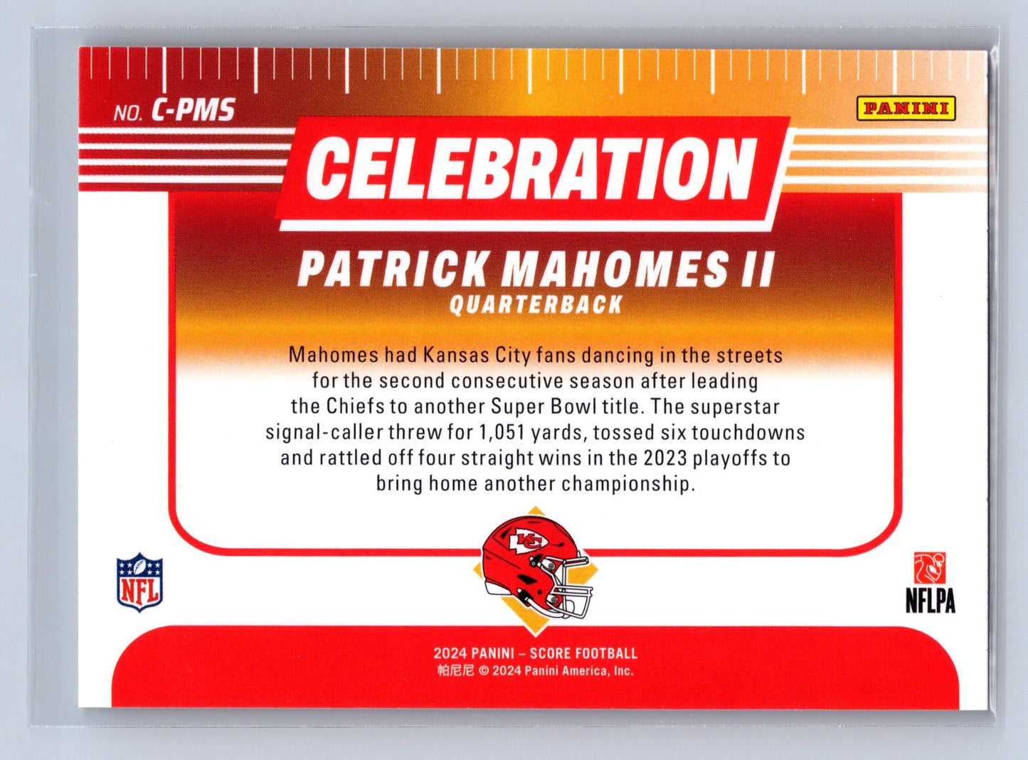2024 Panini Score Celebration Patrick Mahomes II #C-PMS