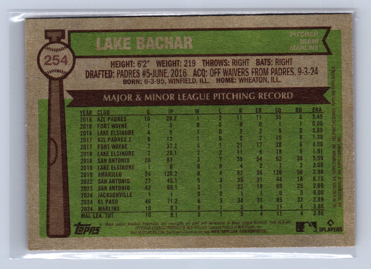 2025 Topps Heritage Lake Bachar Light Purple #254