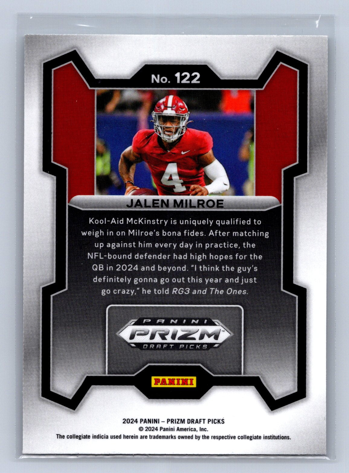 2024 Panini Prizm Draft Picks Jalen Milroe #122