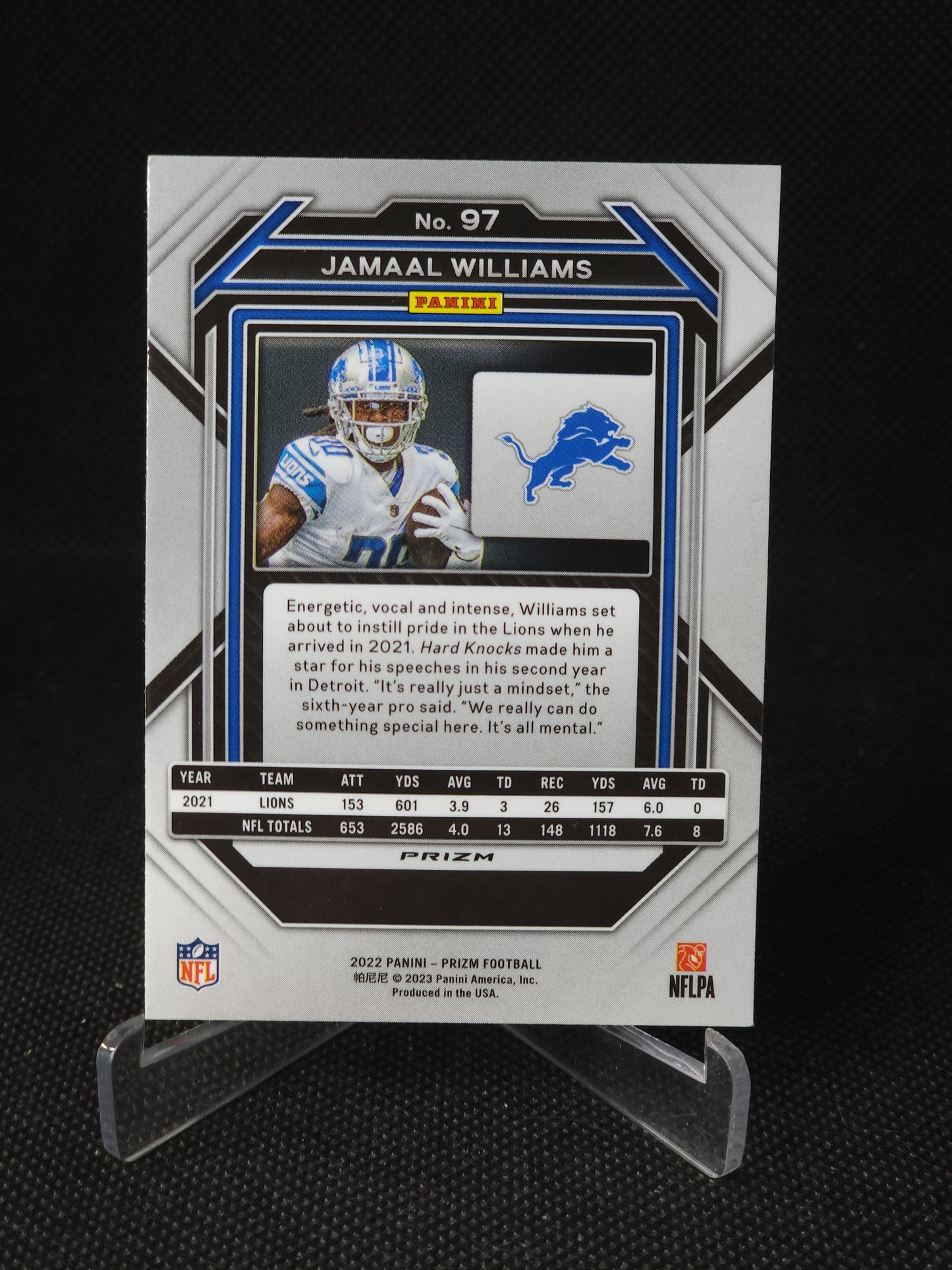 2022 Panini Prizm Jamaal Williams Black White Checkerboard #97
