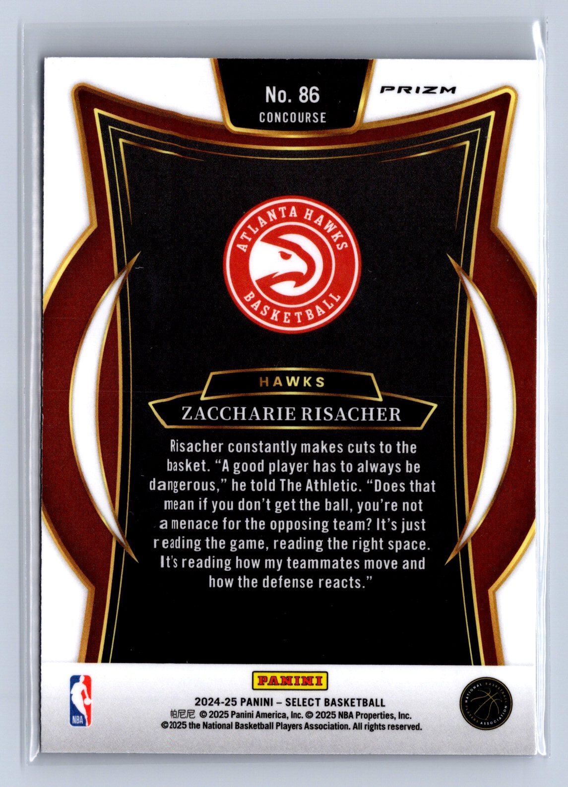 2024-25 Panini Select Zaccharie Risacher Concourse Blue Ice #86