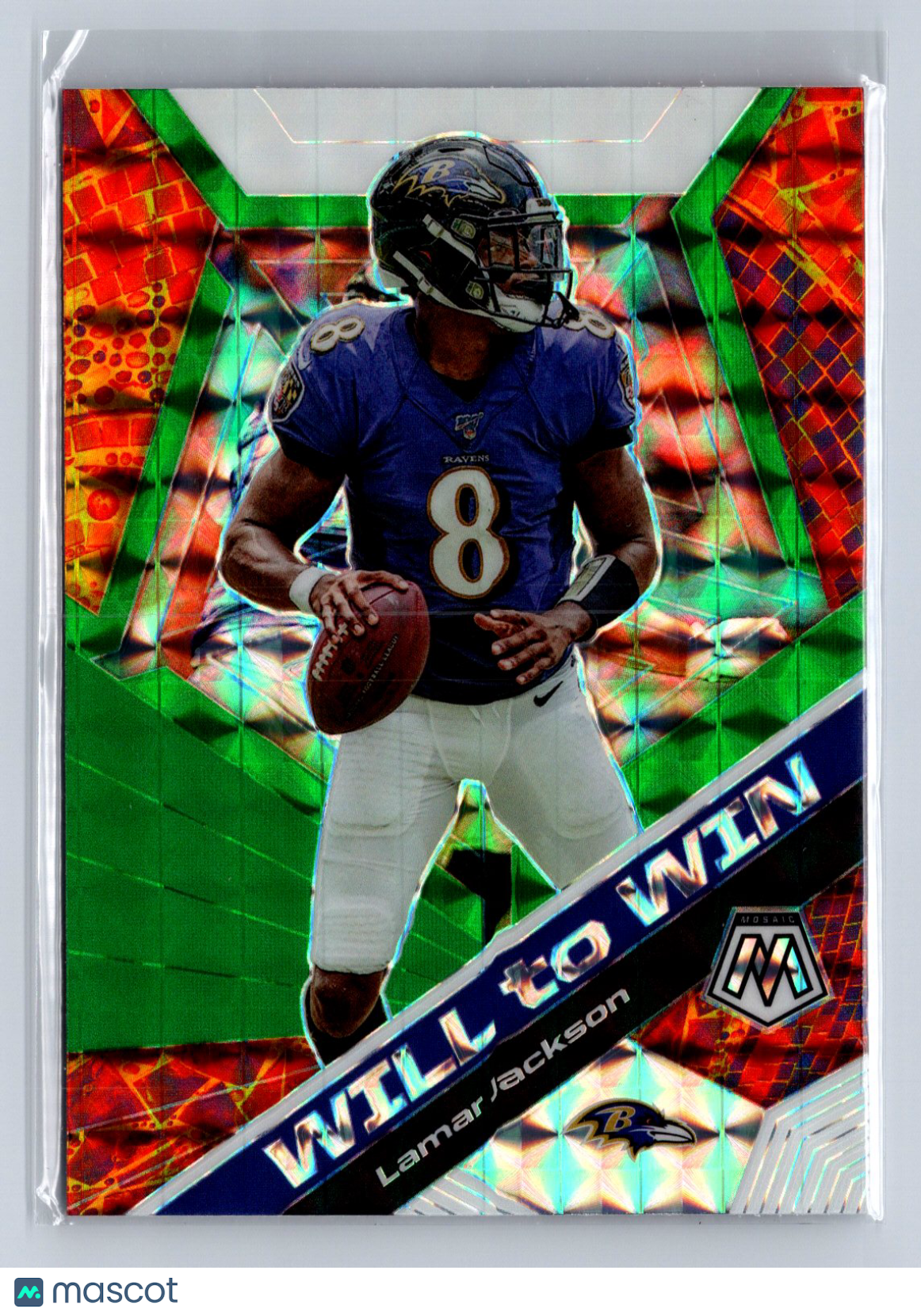 2020 Panini Mosaic Lamar Jackson Will To Win Green #WW2
