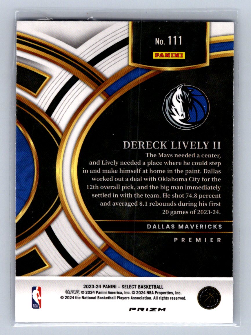 2023-24 Panini Select Premier Dereck Lively II Blue Cracked Ice #111