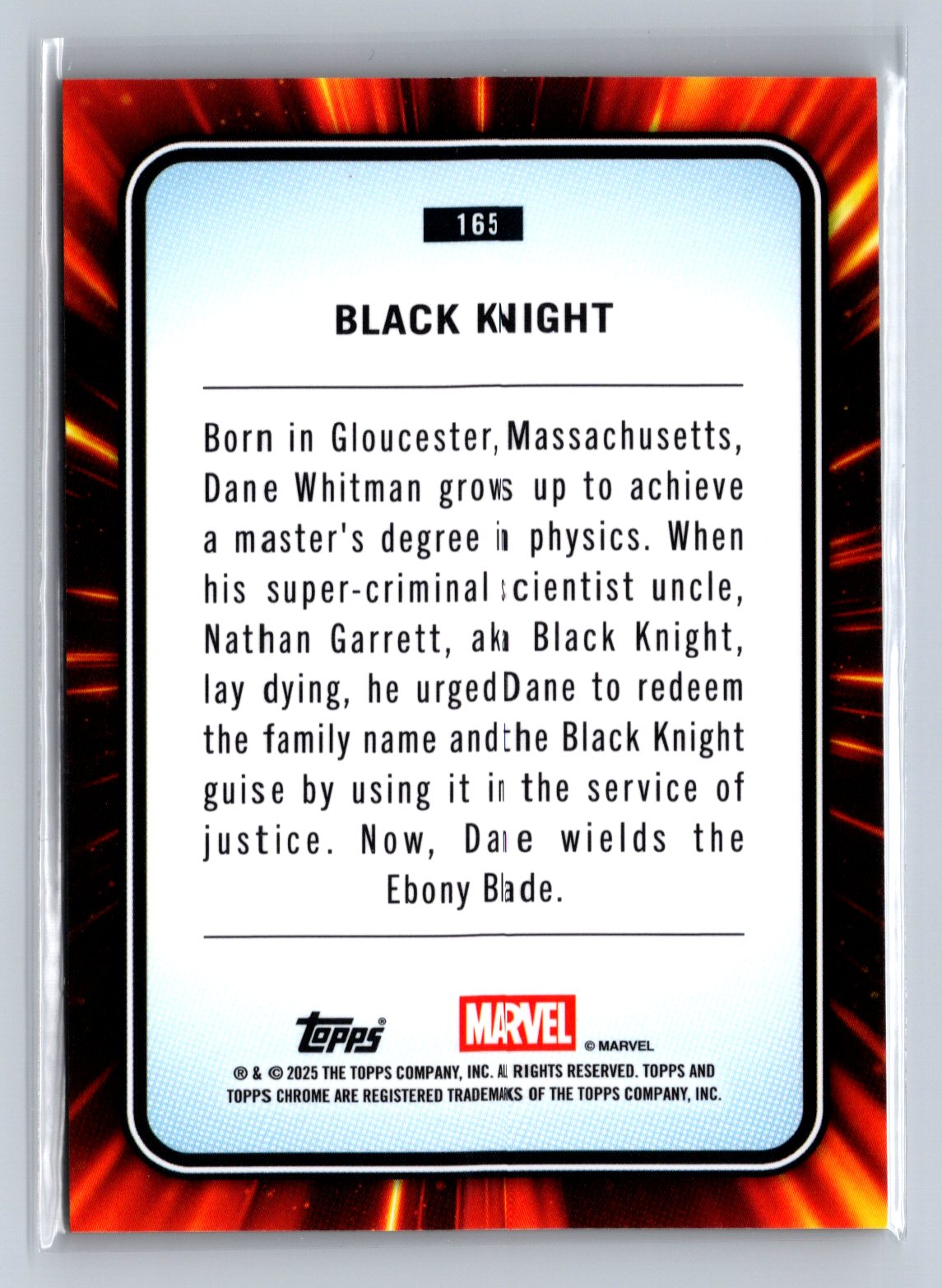 2025 Topps Chrome Marvel Black Knight Yellow Lava Refractor #165
