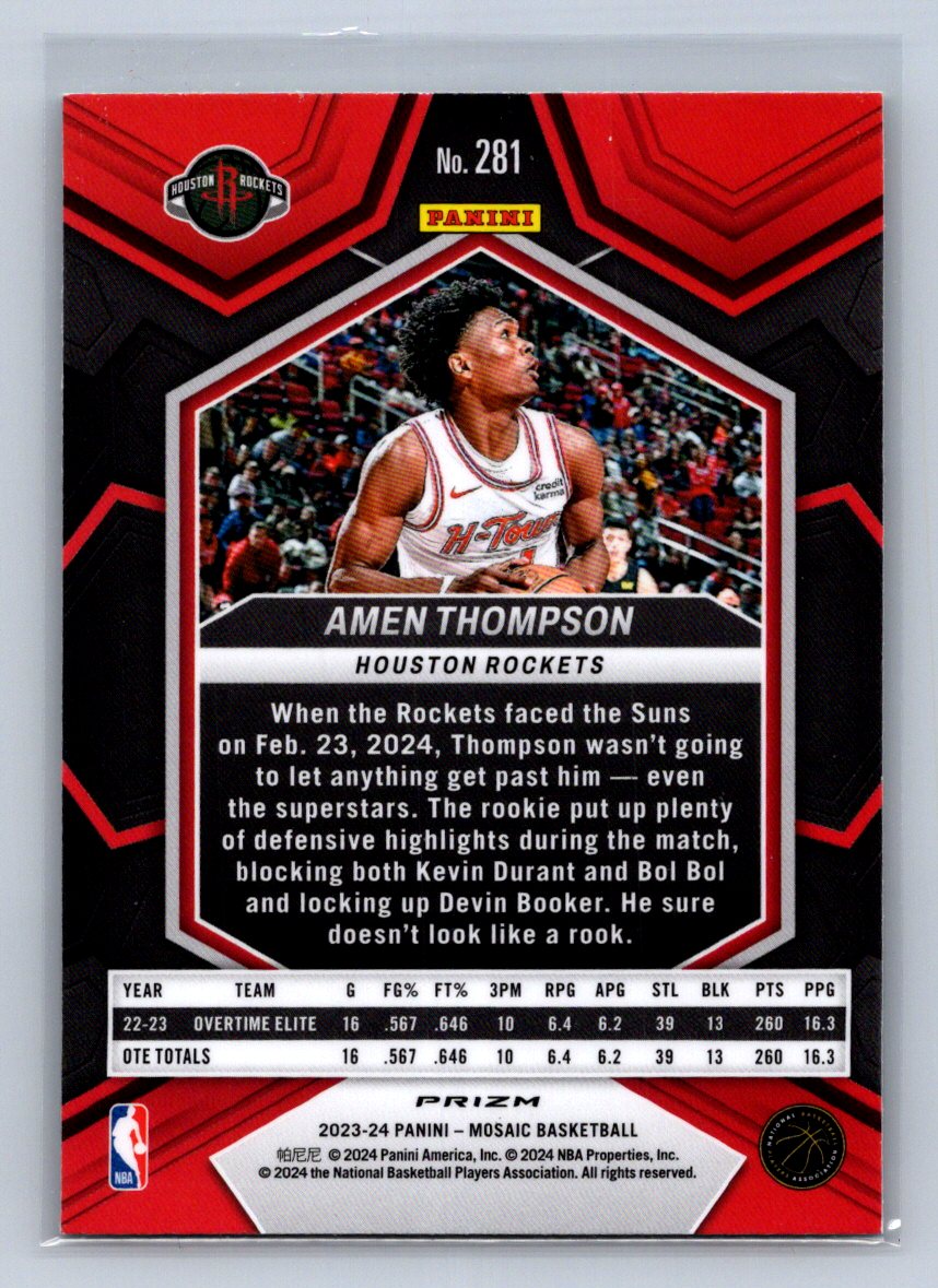 2023-24 Panini Mosaic City Edition Amen Thompson Green #281