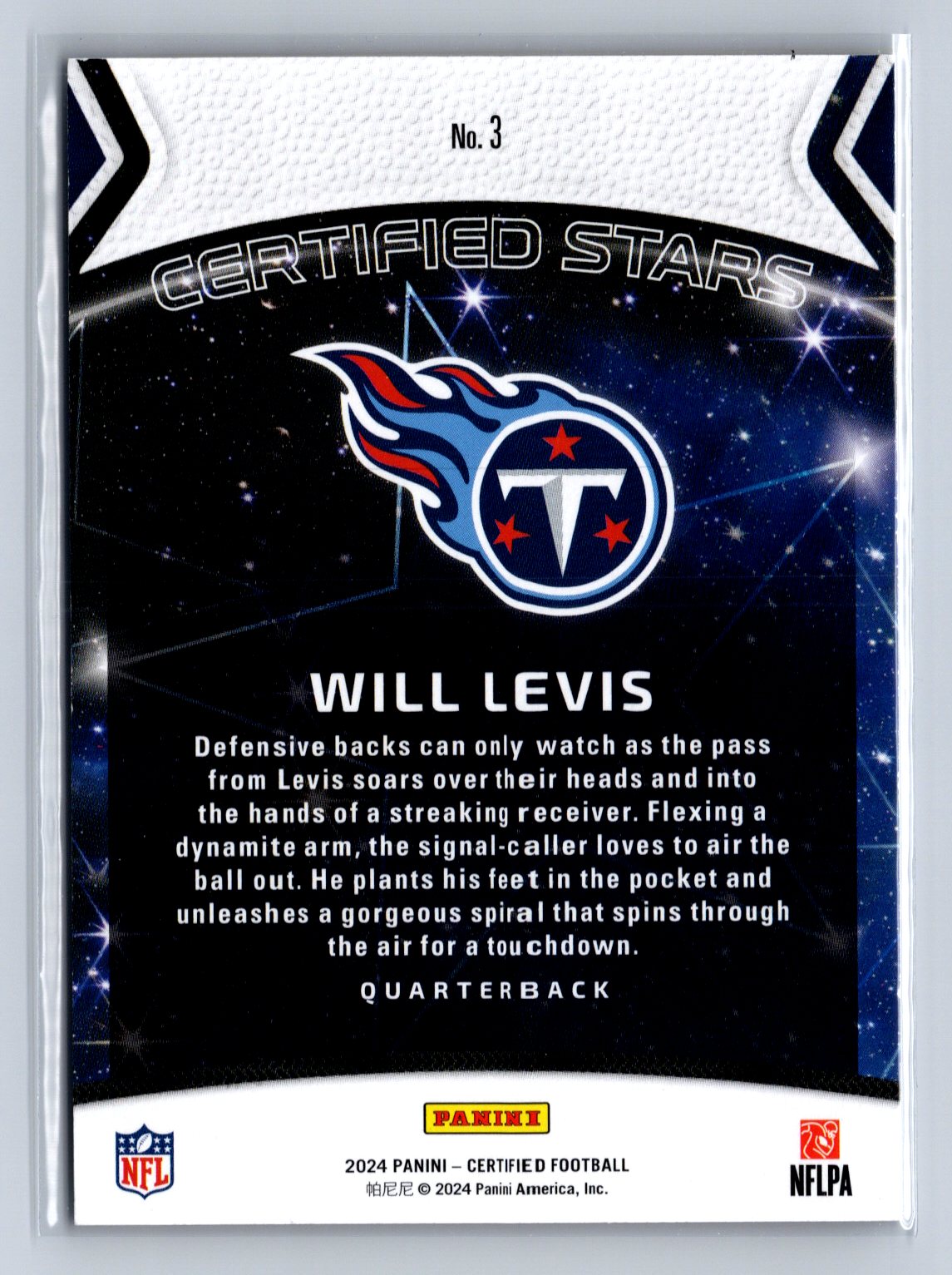 2024 Panini Certified Certified Stars Will Levis Bronze /299 #3