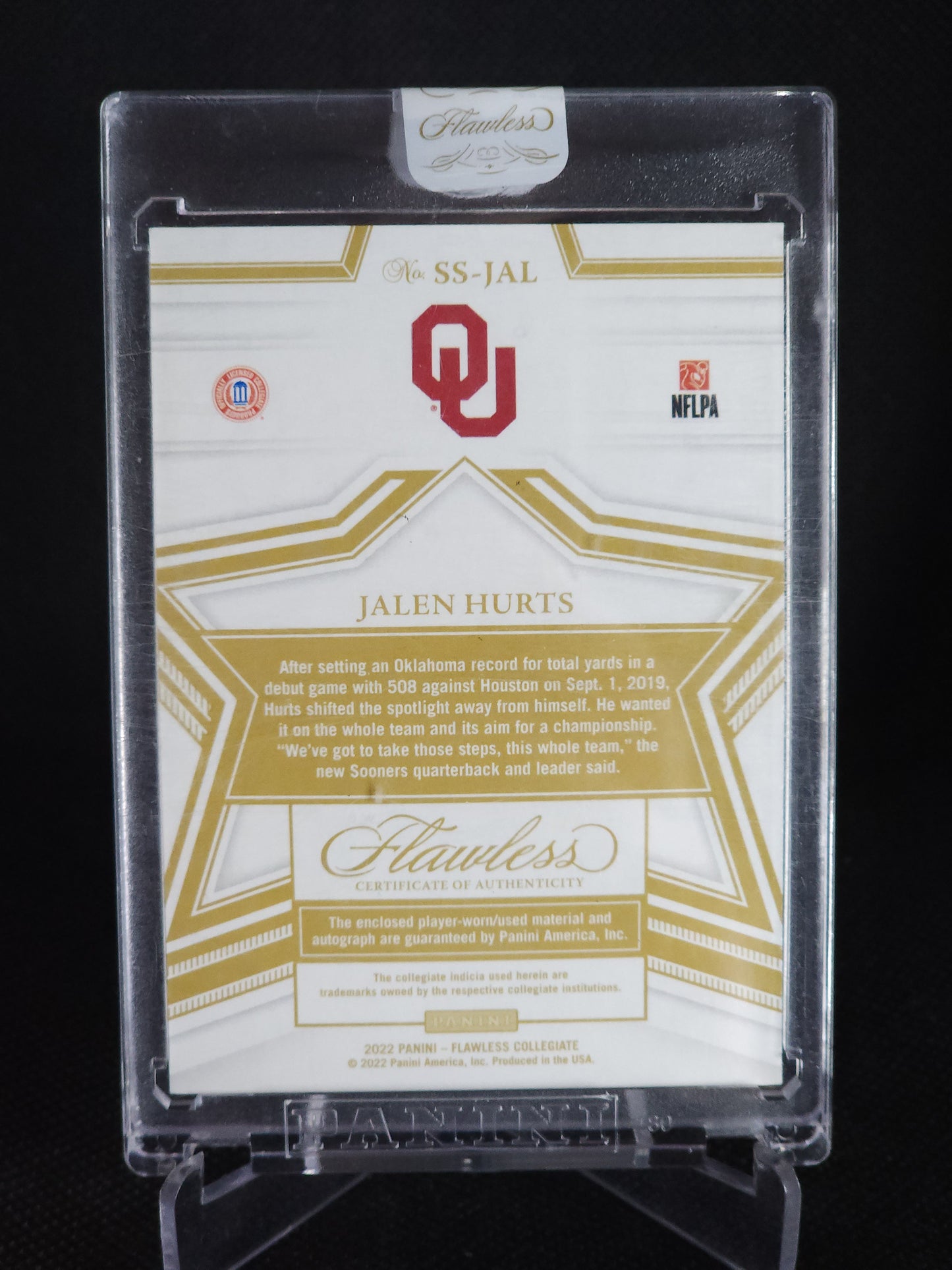 2022 Panini Flawless Star Swatch Signatures Jalen Hurts Auto 1/1 #SS-JAL