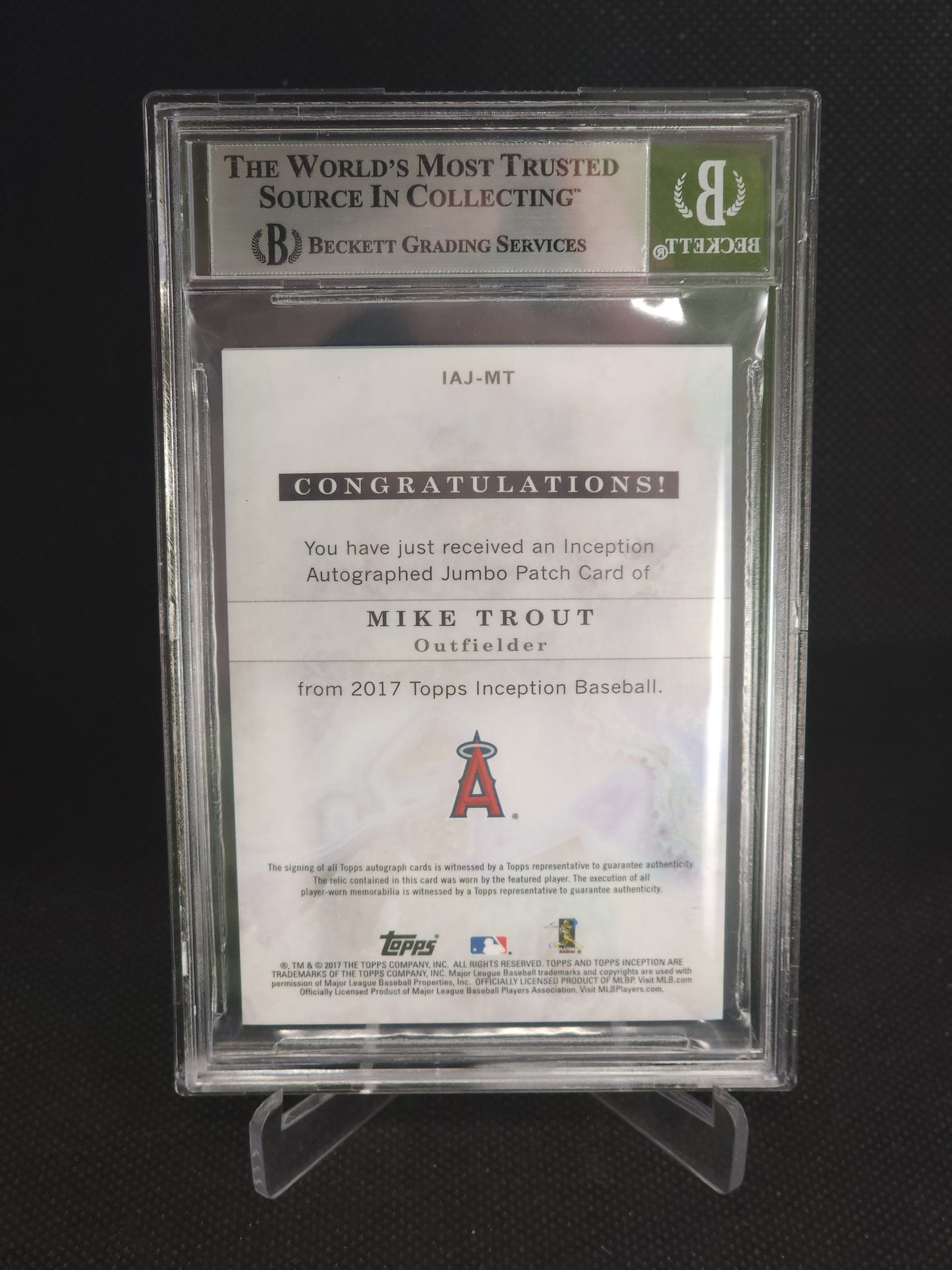 2017 Topps Inception Autograph Jumbo Patches Blue Mike Trout #IAJMT BGS 9 /10