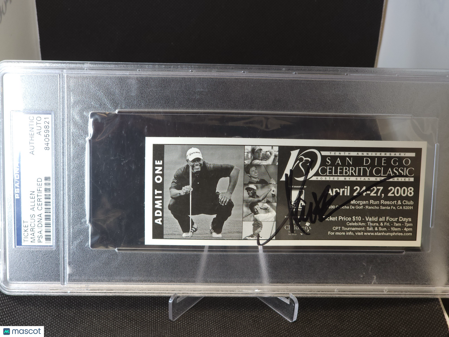 2008 10th Anniversary San Diego Celebrity Classic Ticket Auto PSA A Authentic
