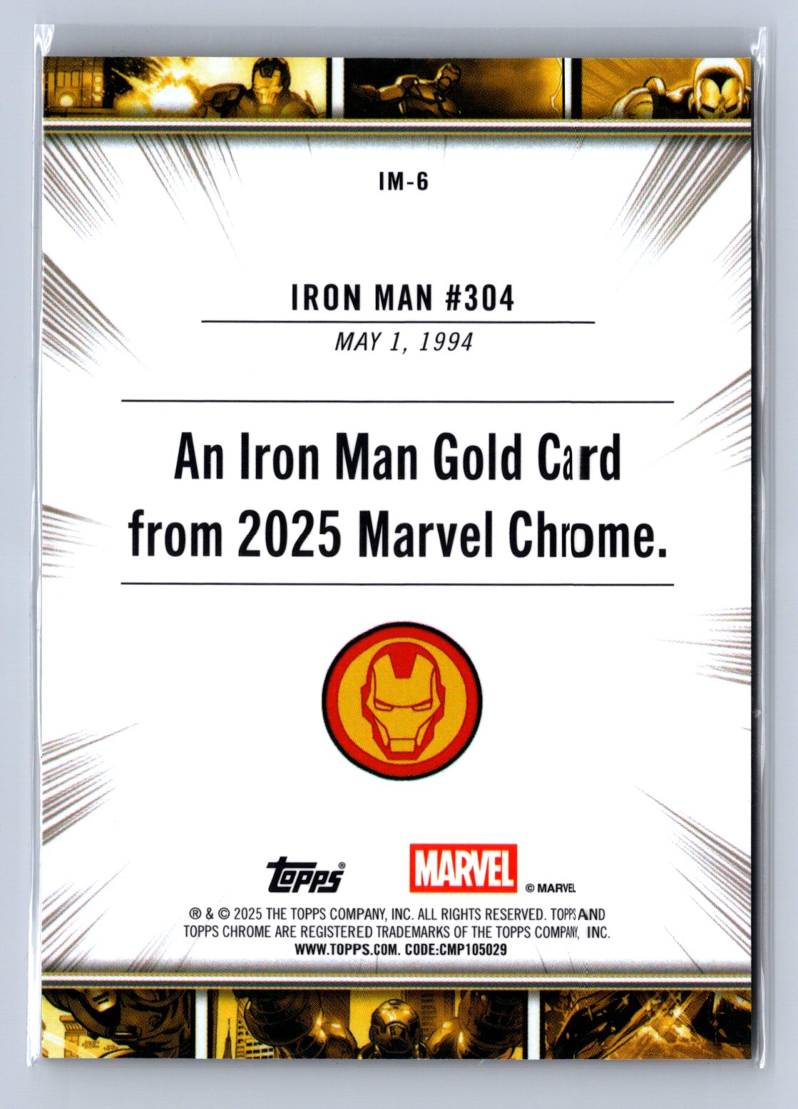 2025 Topps Marvel Chrome Gold Card Iron Man #IM-6