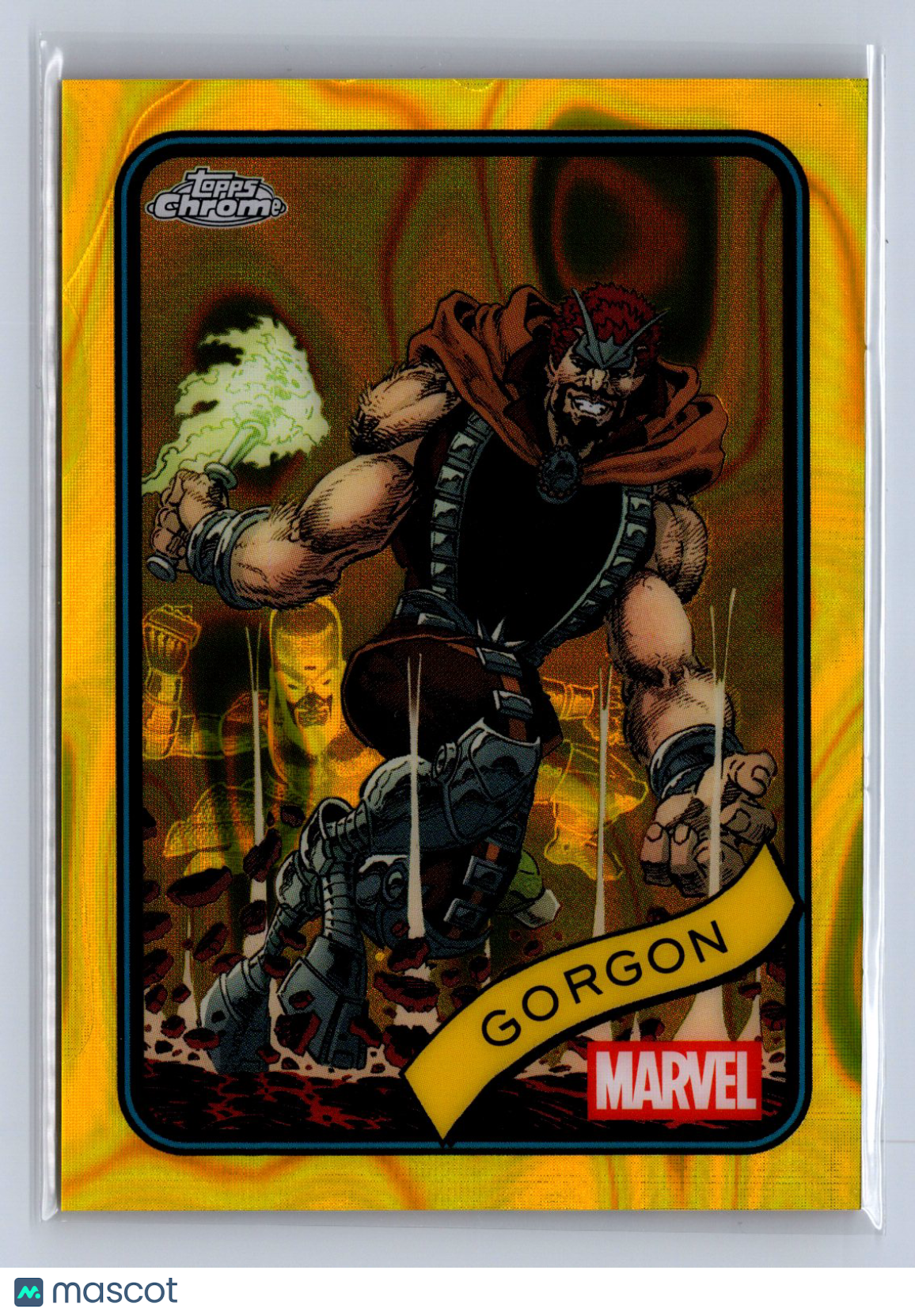 2025 Topps Chrome Marvel Gorgon Yellow Lava Refractor #195