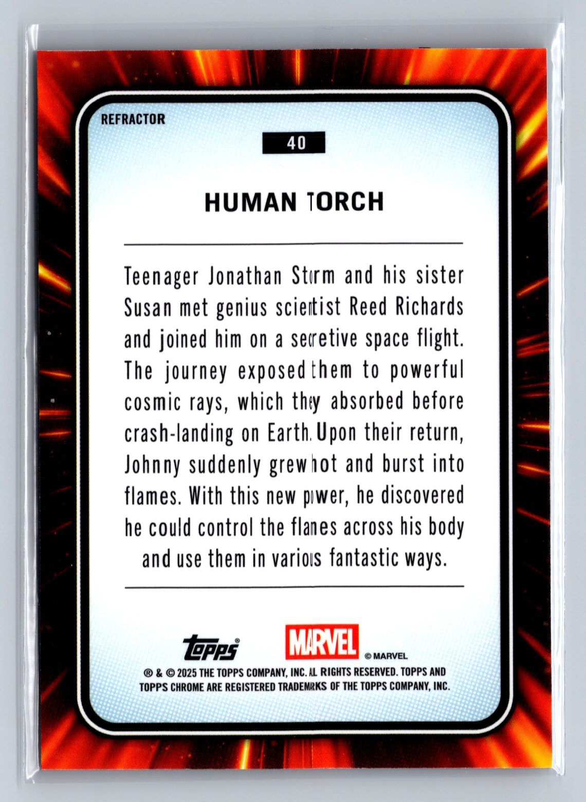 2025 Topps Chrome Marvel Human Torch Refractor #40
