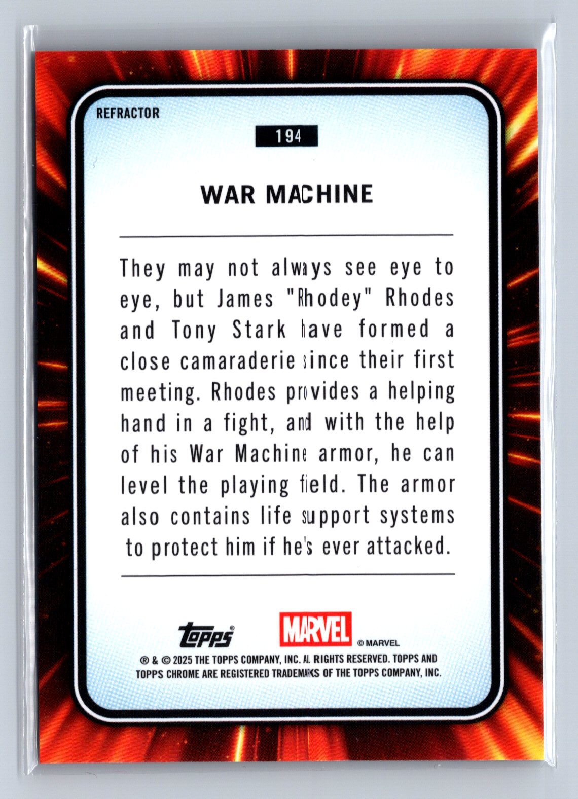 2025 Topps Chrome Marvel War Machine Refractor #194