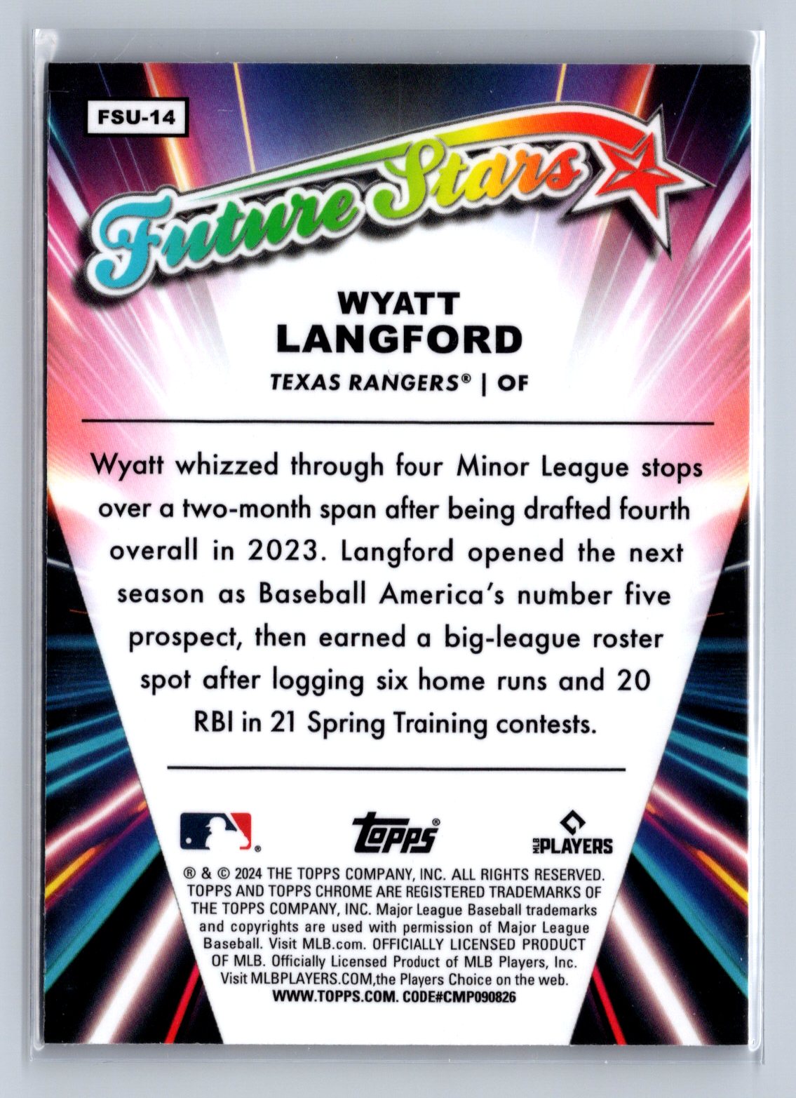 2024 Topps Chrome Future Stars Wyatt Langford #FSU-14