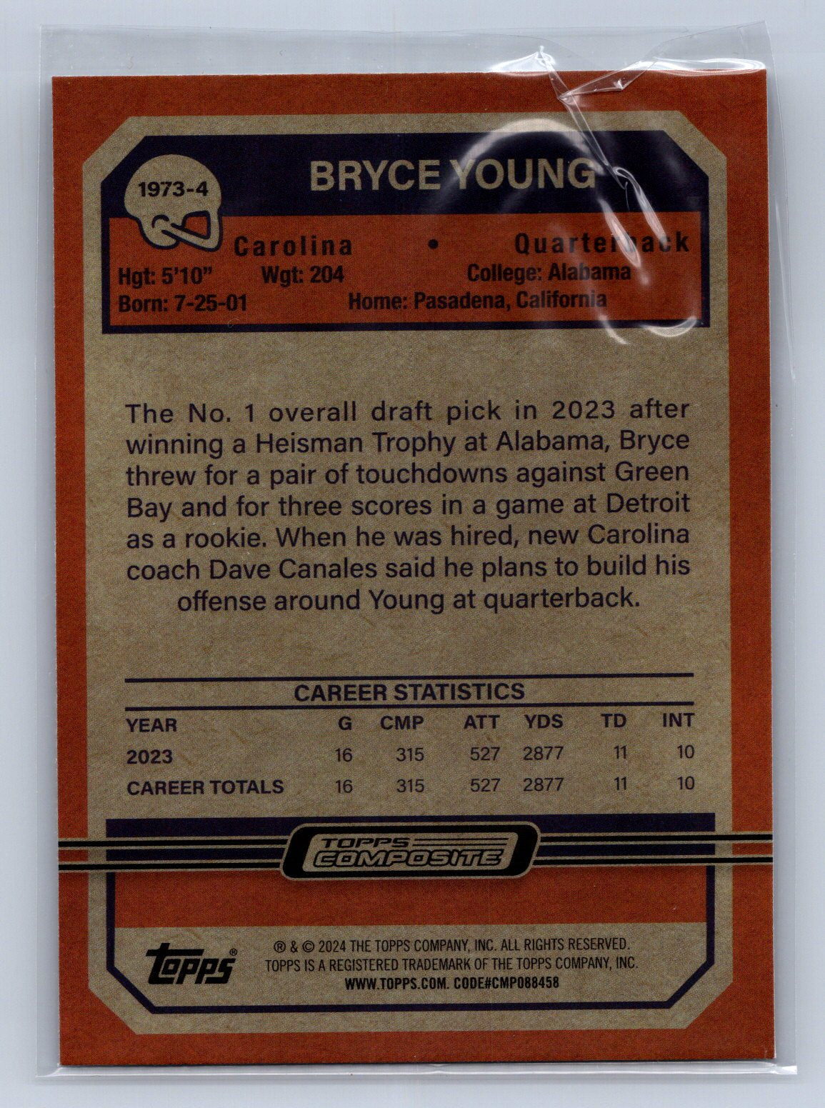 2023 Topps Composite Bryce Young 1973 #1973-4