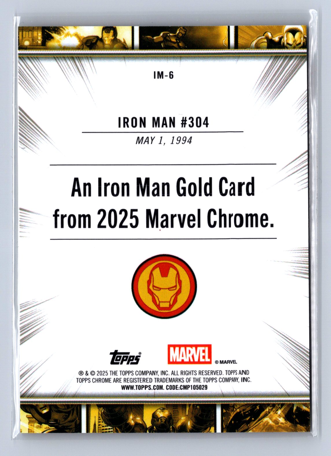 2025 Topps Marvel Chrome Gold Card Iron Man #IM-6