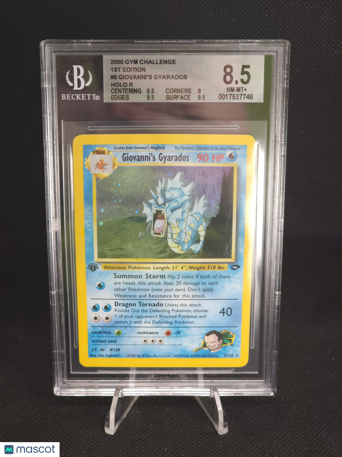 2000 Pokemon Gym Challenge 1st Edition Giovanni's Gyarados Holo Rare #5 BGS 8.5
