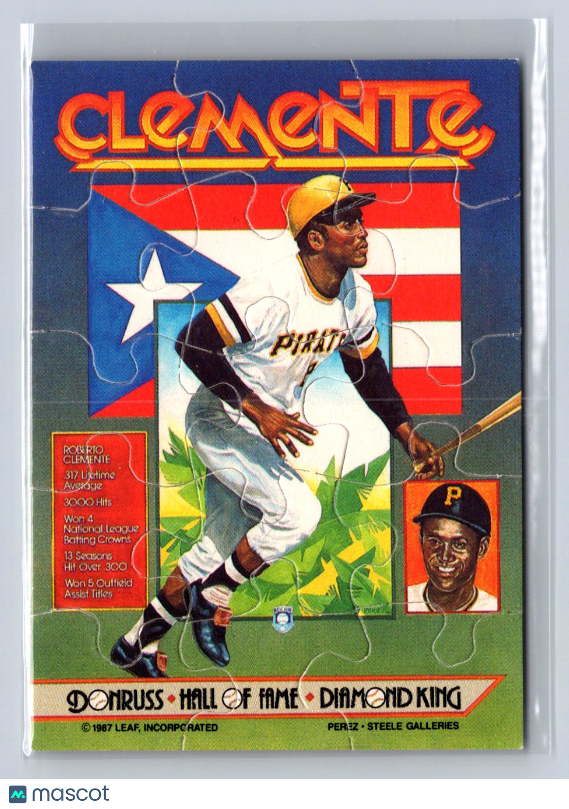 1987 Donruss Hall of Fame Diamond King Roberto Clemente Puzzle Card