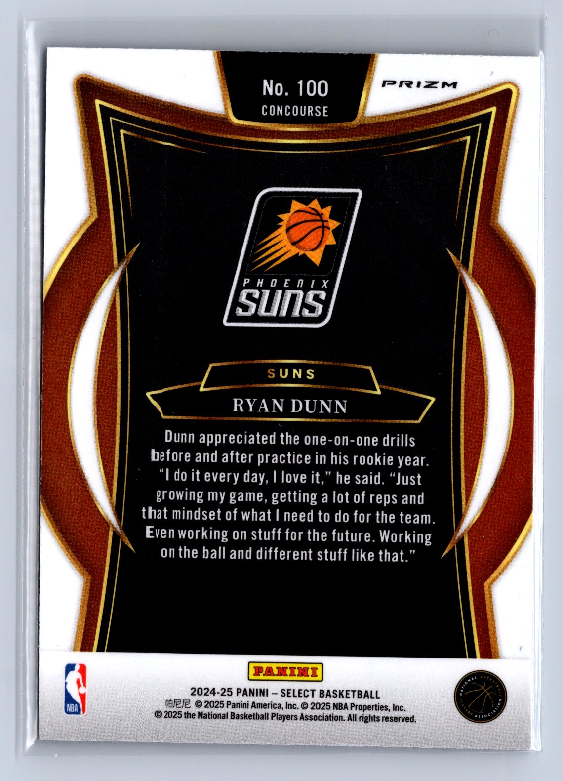 2024-25 Panini Select Ryan Dunn Blue Ice #100