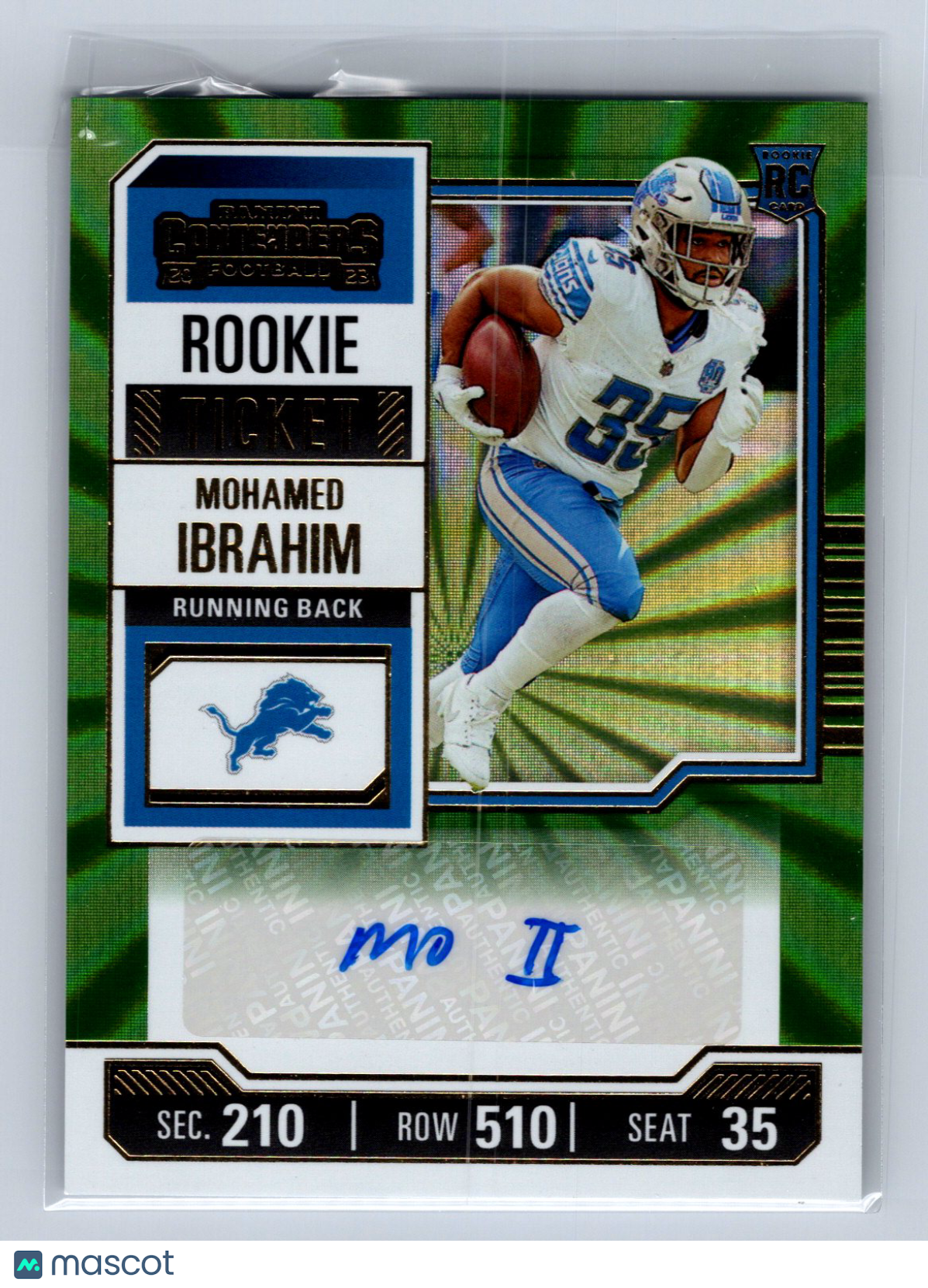 2023 Panini Contenders Rookie Ticket Mohamed Ibrahim Green Laser Auto #253