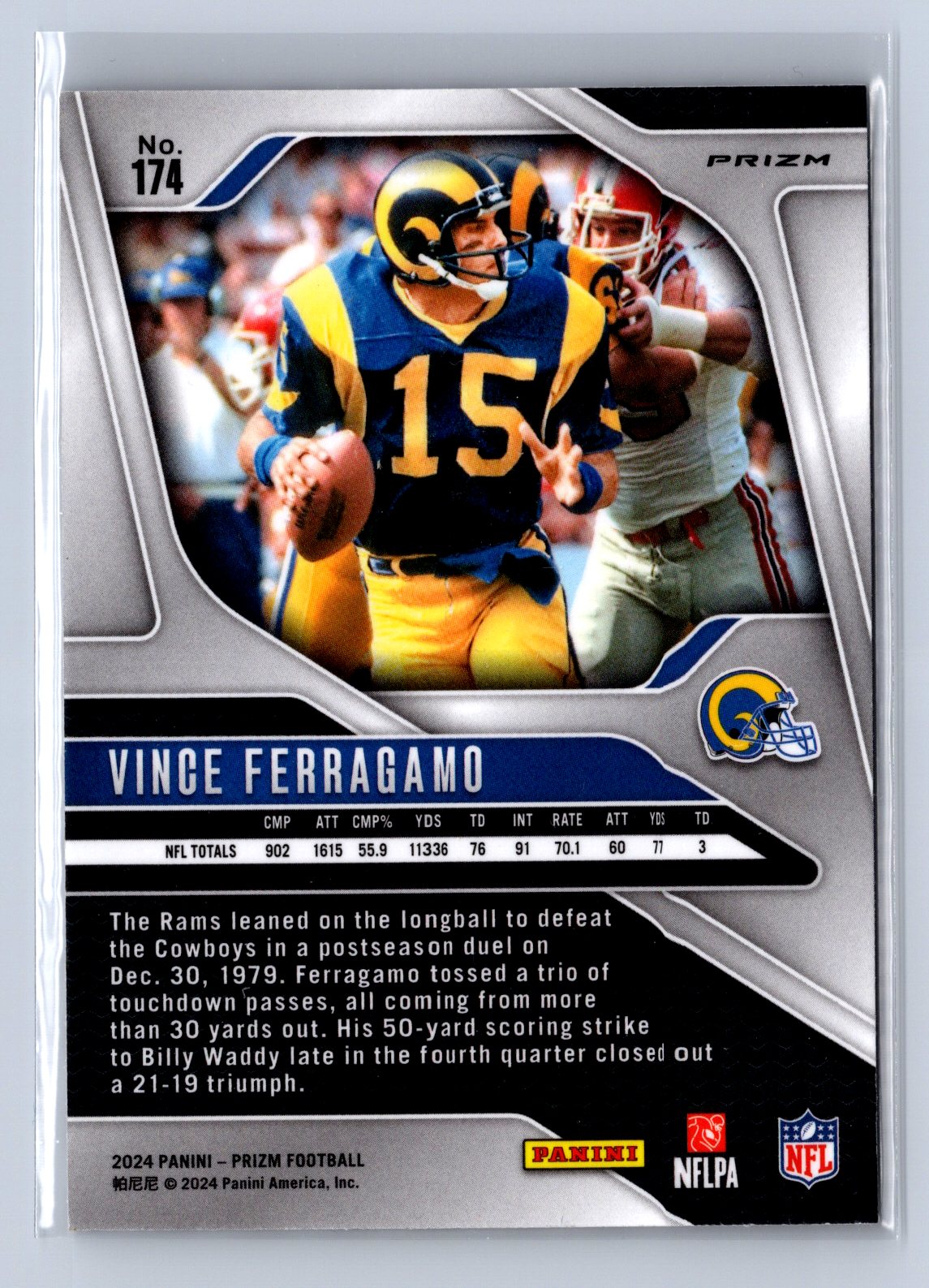 2024 Panini Prizm Vince Ferragamo Black White Checkerboard #174