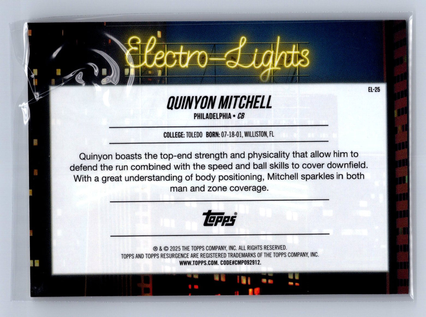 2024 Topps Resurgence Quinyon Mitchell Electro-Lights #EL-25