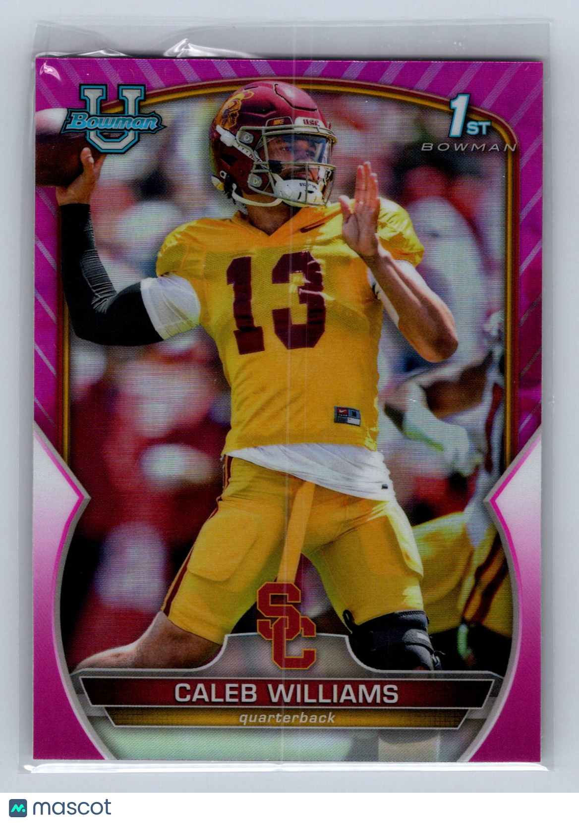 2022 Bowman University 1st Bowman Caleb Williams Pink Refractor #50