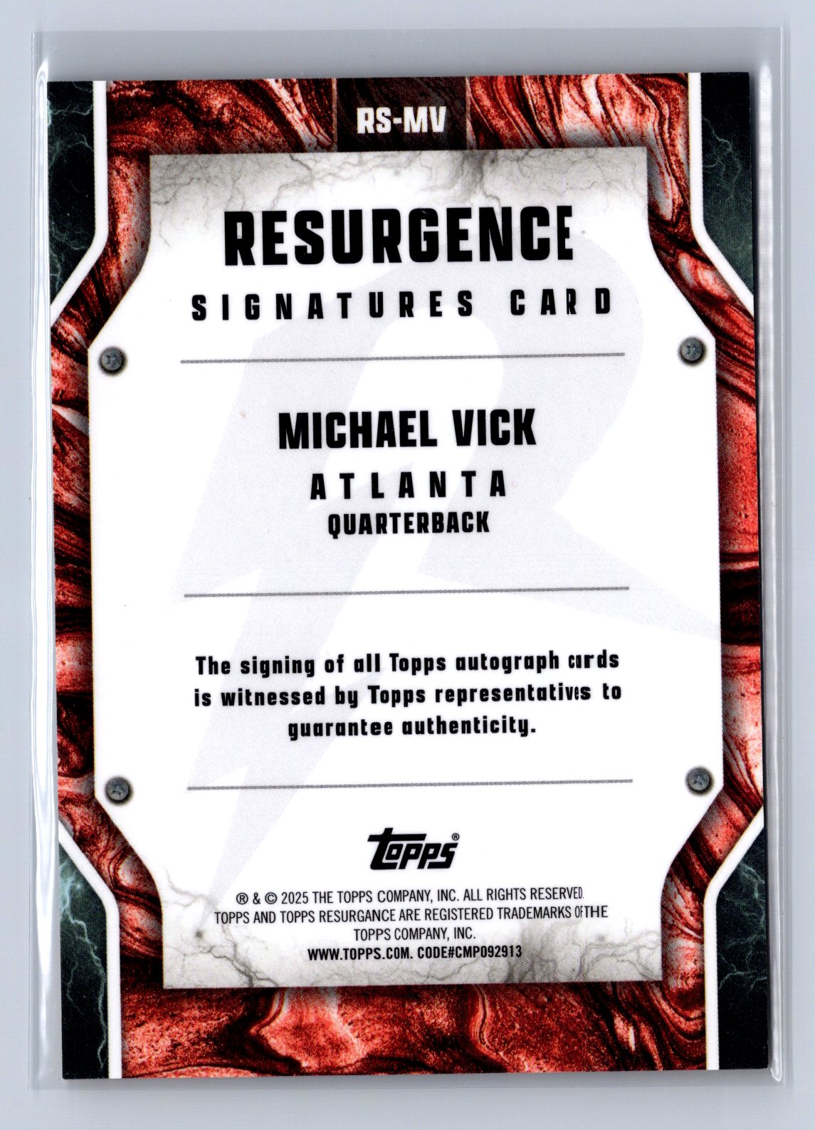 2024 Topps Resurgence Michael Vick Orange Surge Refractor Auto /25 #RS-MV