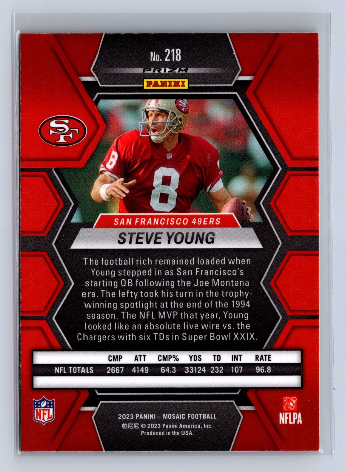 2023 Panini Mosaic Steve Young Reactive Yellow #218