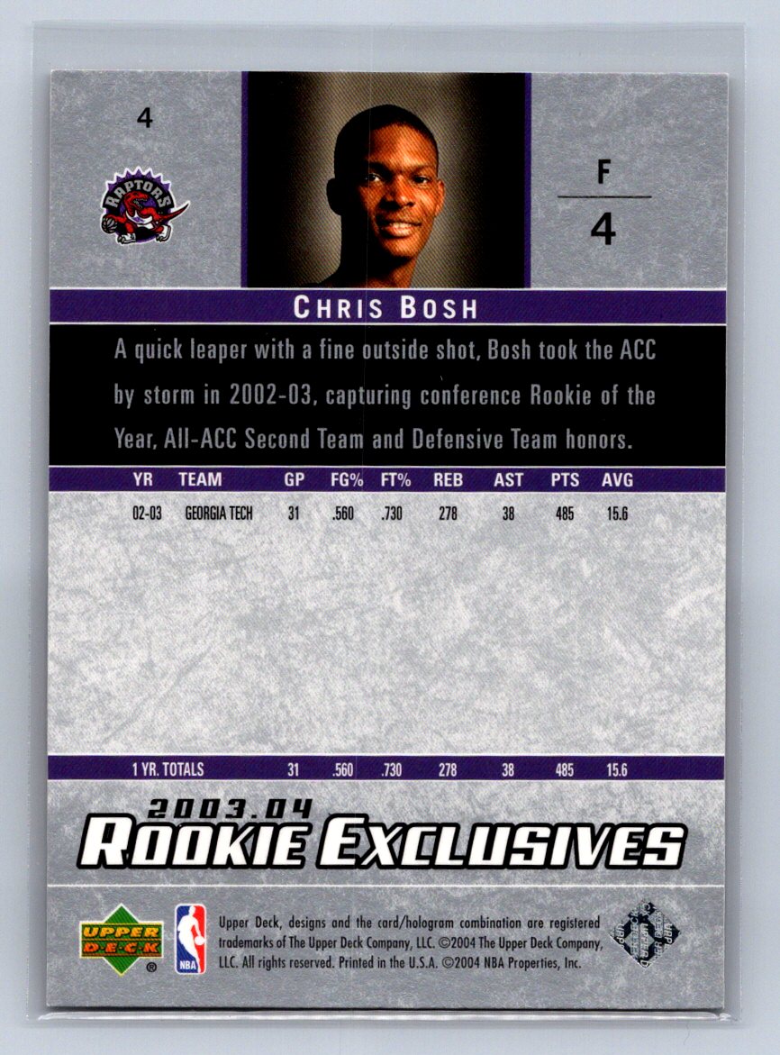 2003-04 Upper Deck Rookie Exclusives Chris Bosh #4
