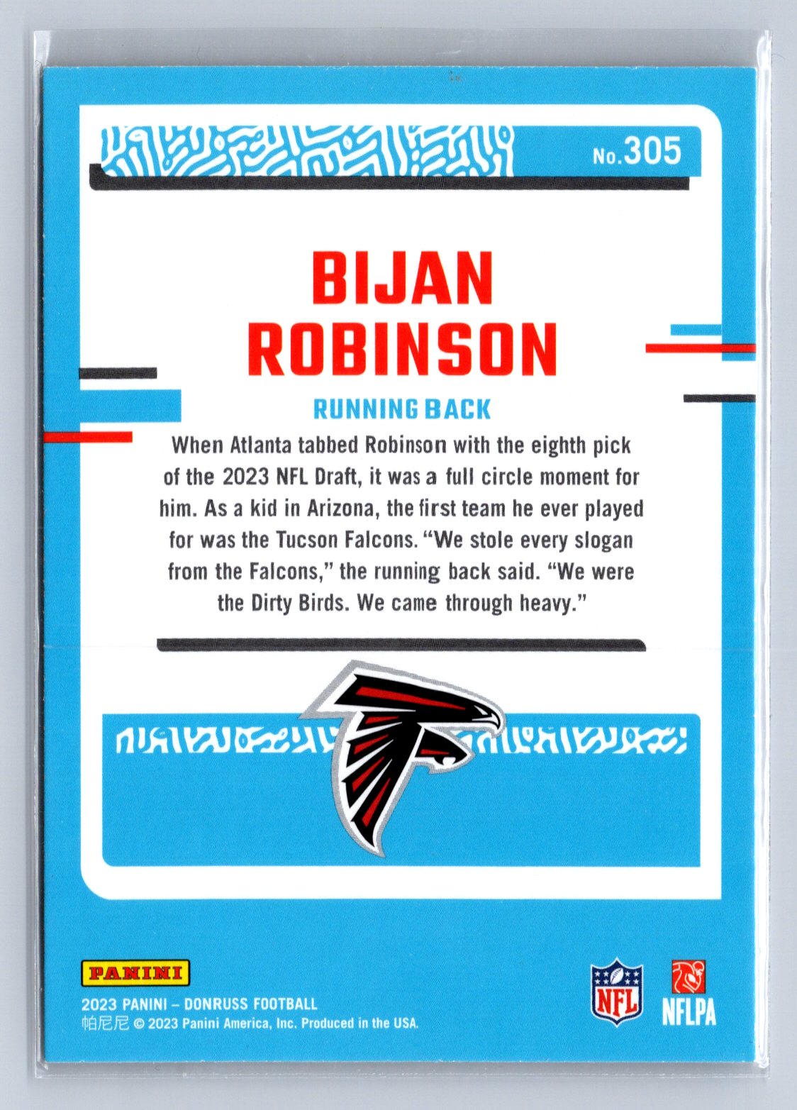 2023 Panini Donruss Rated Rookie Bijan Robinson #305