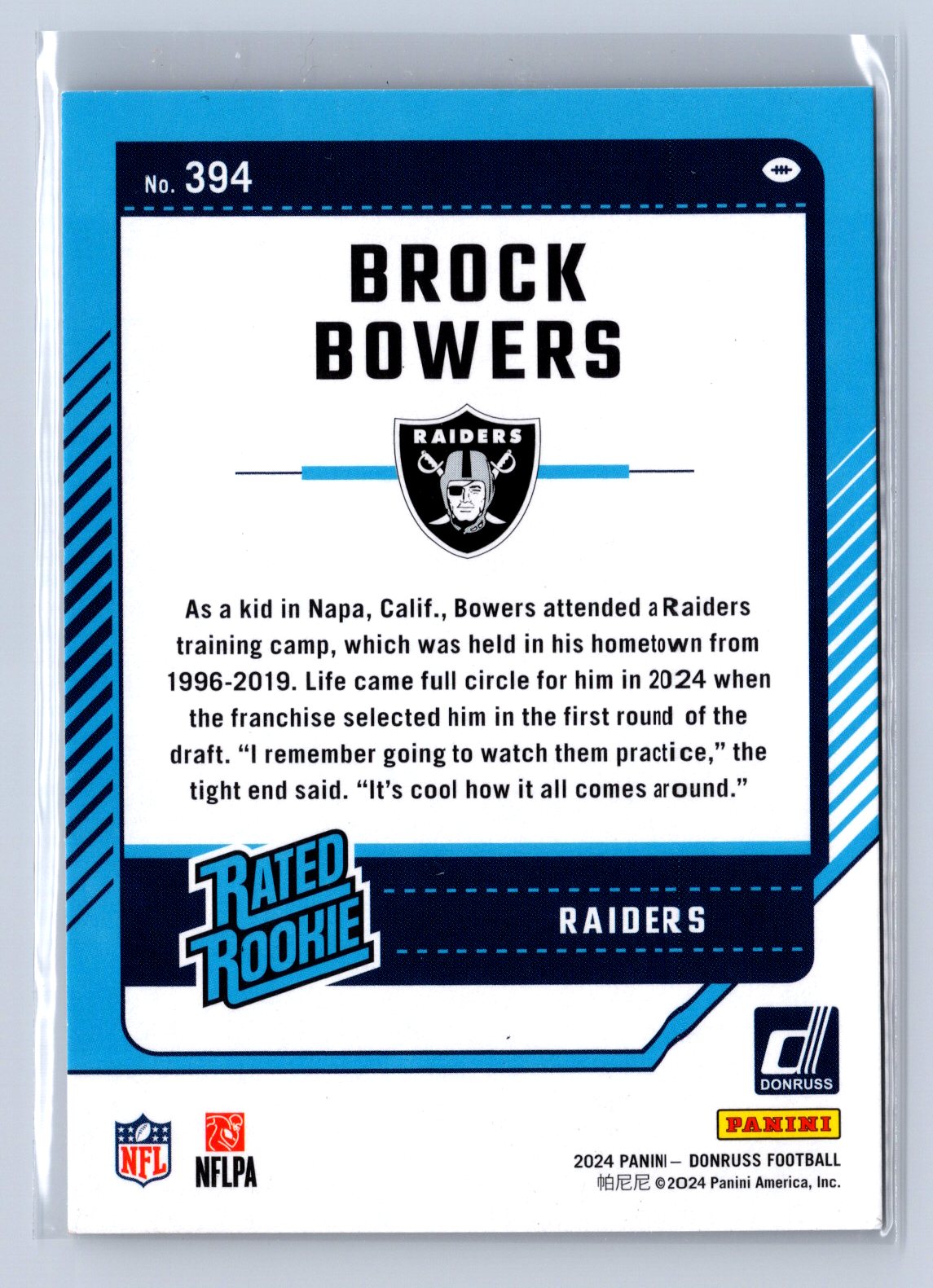 2024 Panini Donruss Rated Rookie Brock Bowers #394