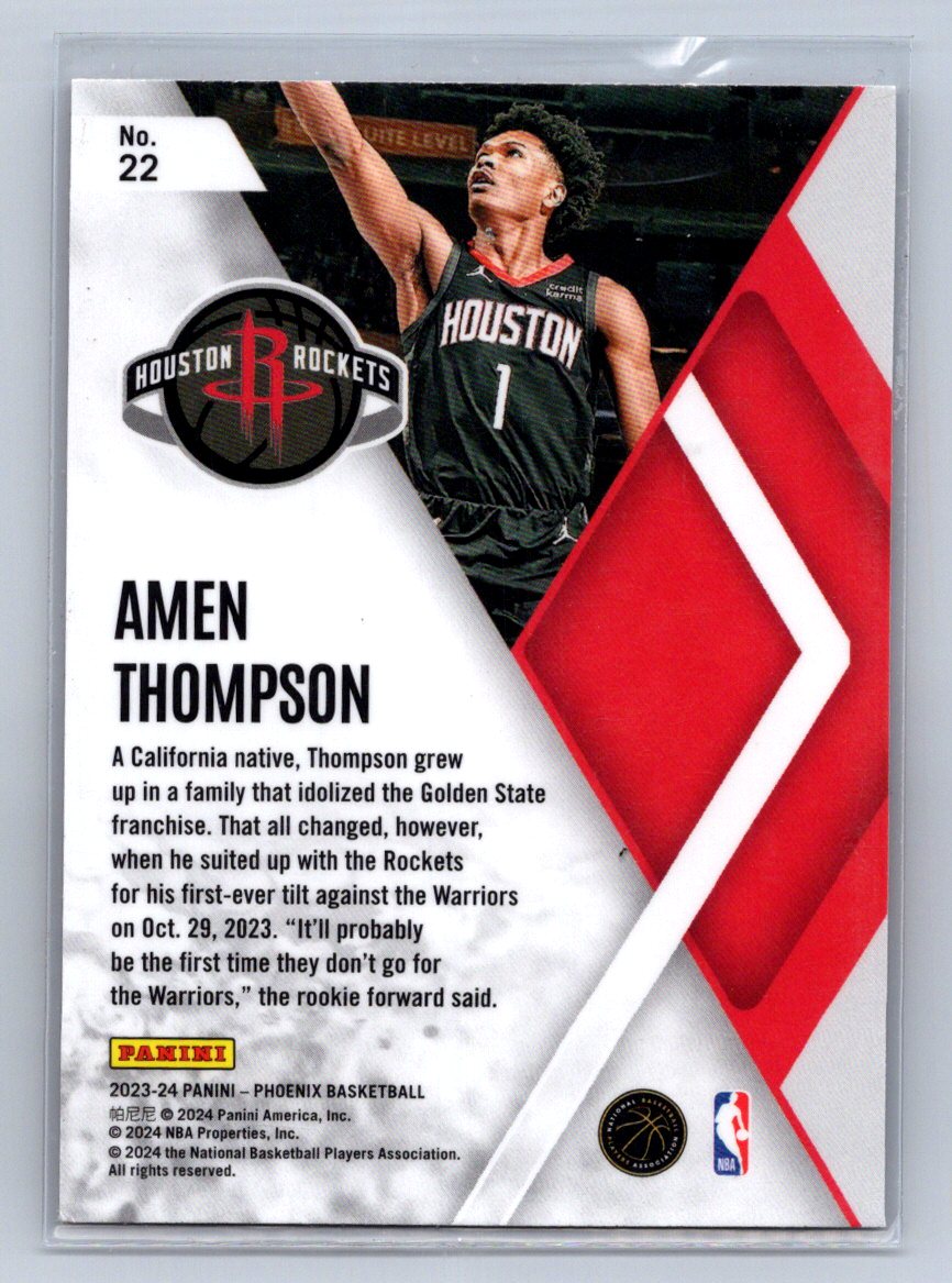 2023-24 Panini Phoenix Instant Phenom Amen Thompson Red Cracked Ice #22