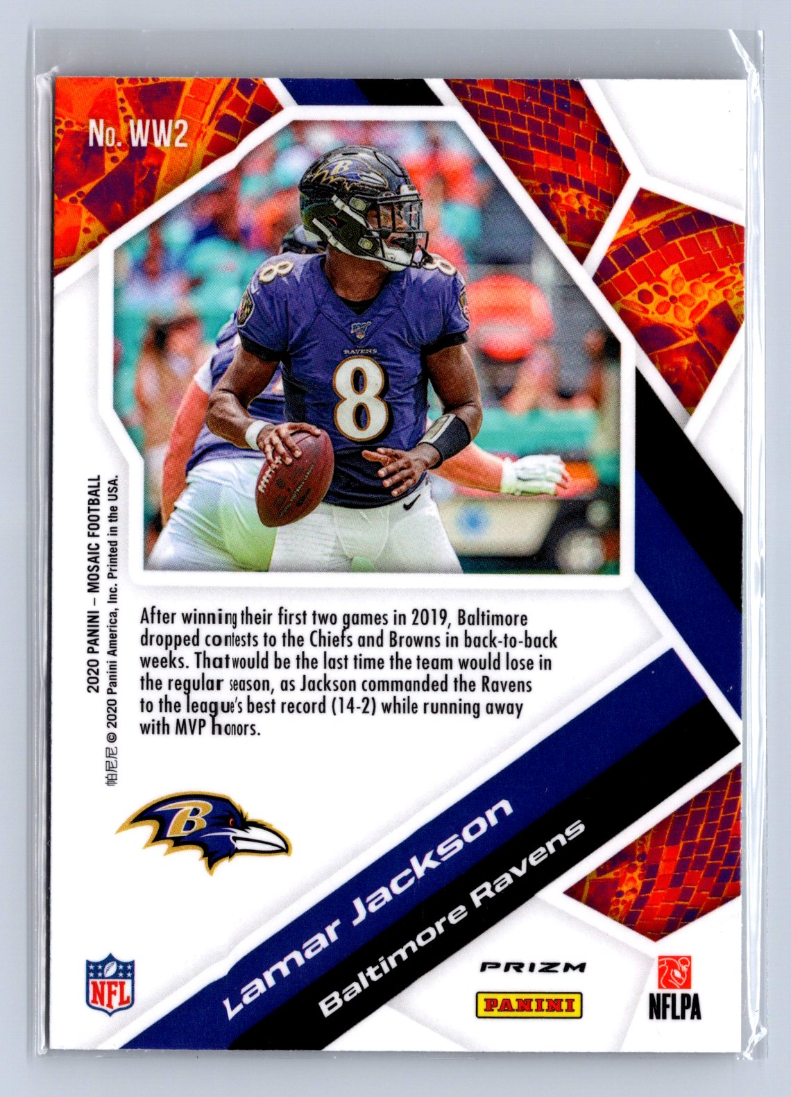 2020 Panini Mosaic Lamar Jackson Will To Win Green #WW2