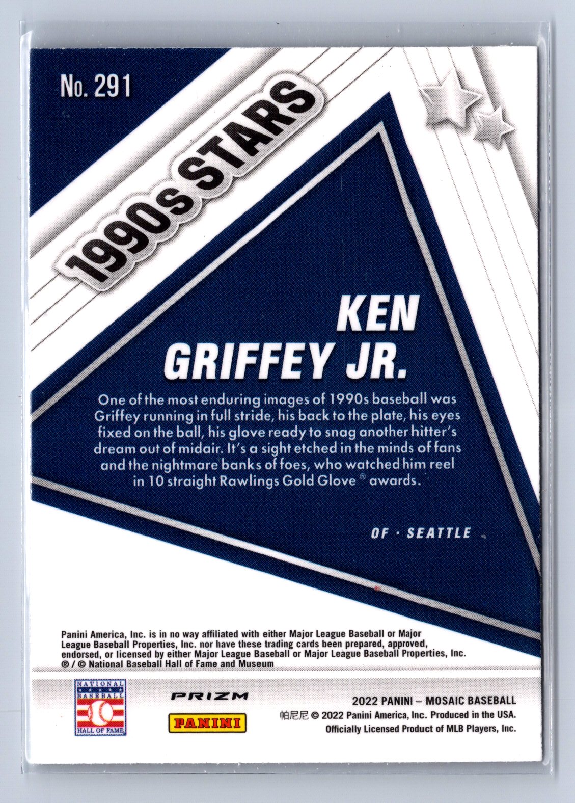 2022 Panini Mosaic Ken Griffey Jr. Blue Camo 1990s Stars #291