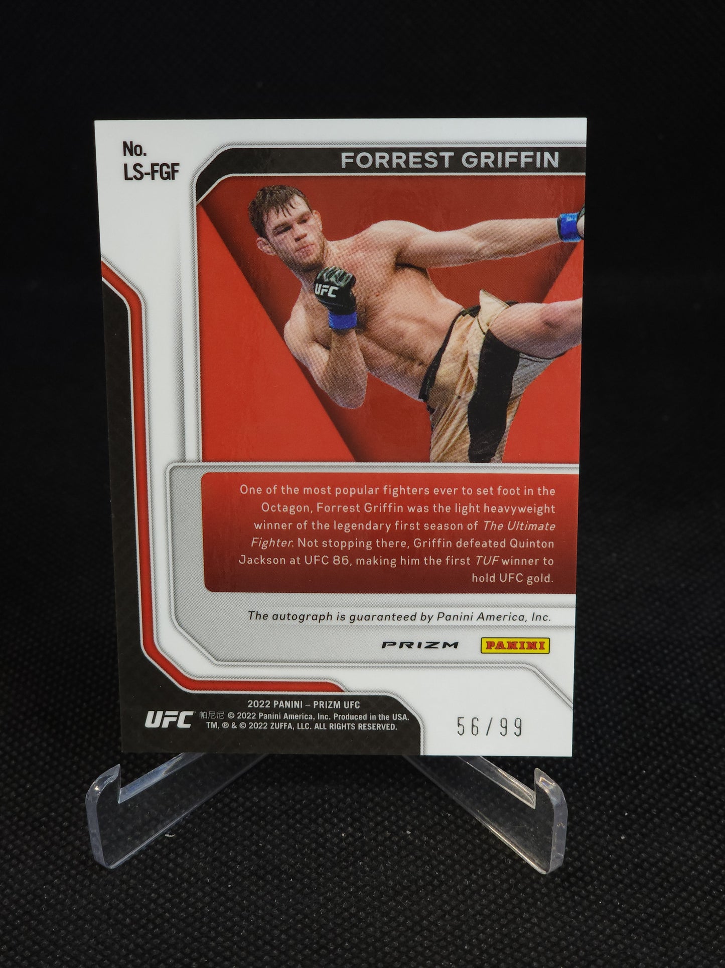 2022 Panini Prizm UFC Legendary Forrest Griffin Red Auto /99 #LS-FGF