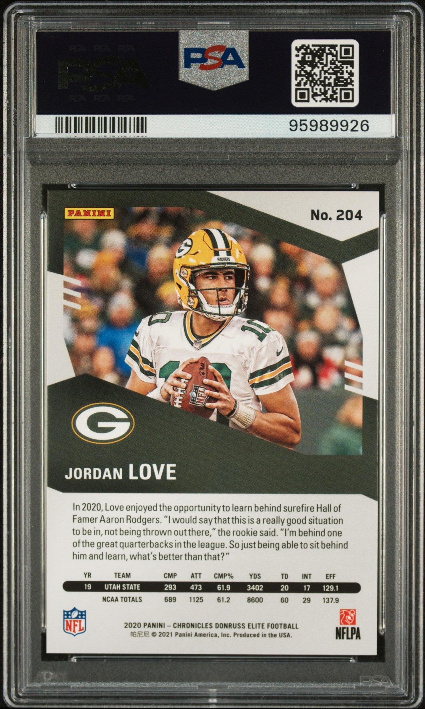 2020 Panini Chronicles Elite Update Jordan Love #204 PSA 10 /899