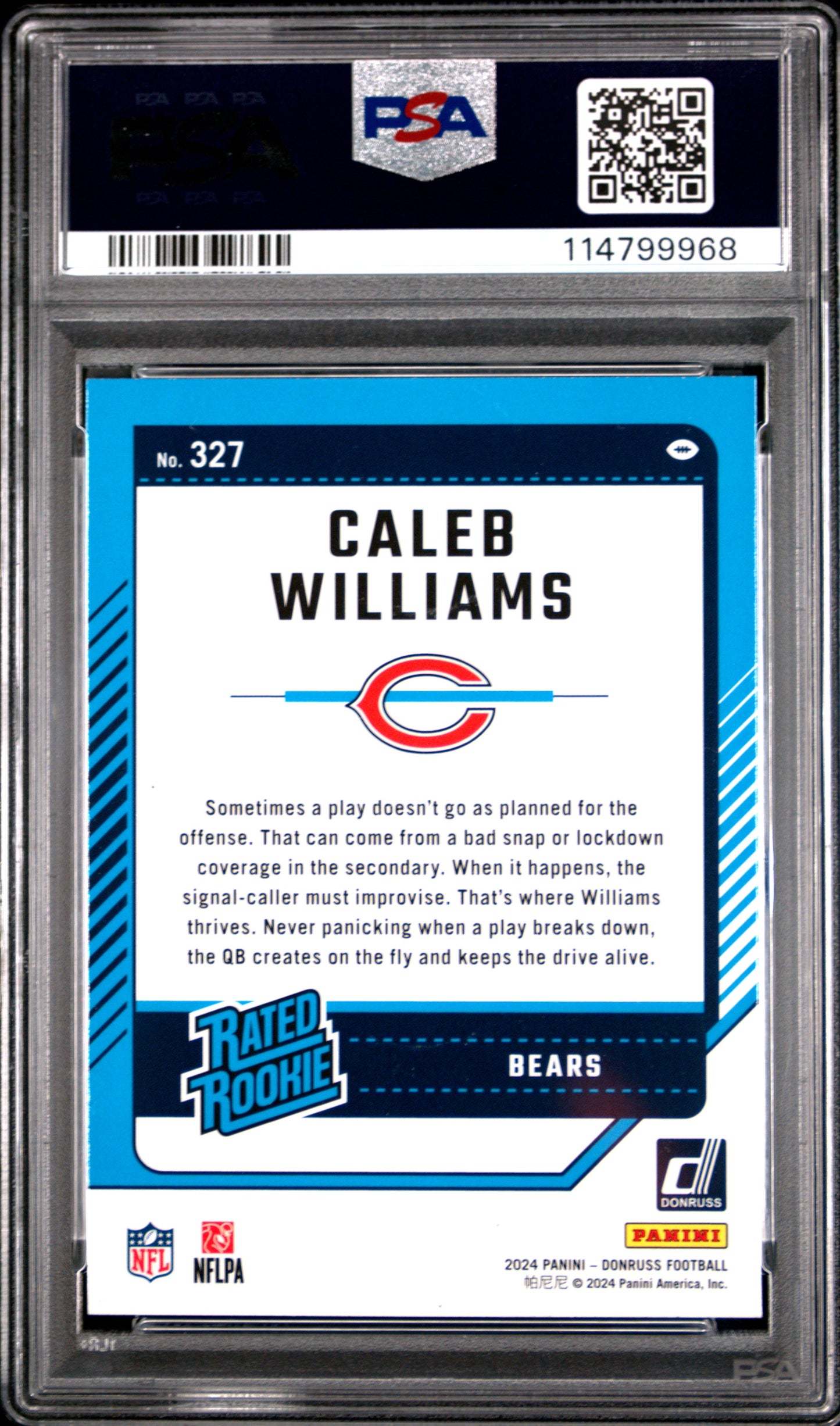 2024 Panini Donruss Caleb Williams Press Proof Green #327 PSA 10